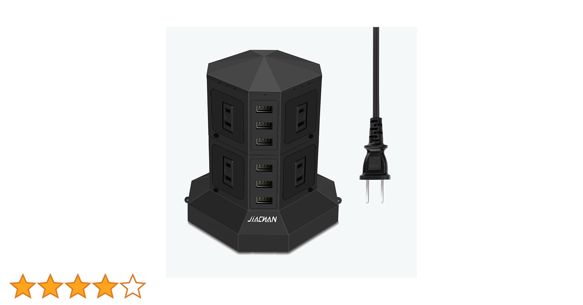 8AC 6USB 雷ガード 過負荷保護 1500W タワー式電源タップ 縦 Amazon.co.jp: JIACHANタワー式電源タップ 縦コンセント 8AC充電